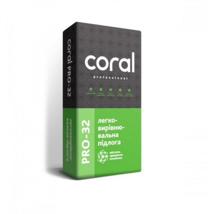 Легковирівнювальна цементна суміш КОРАЛ Pro-32 (25 кг)
