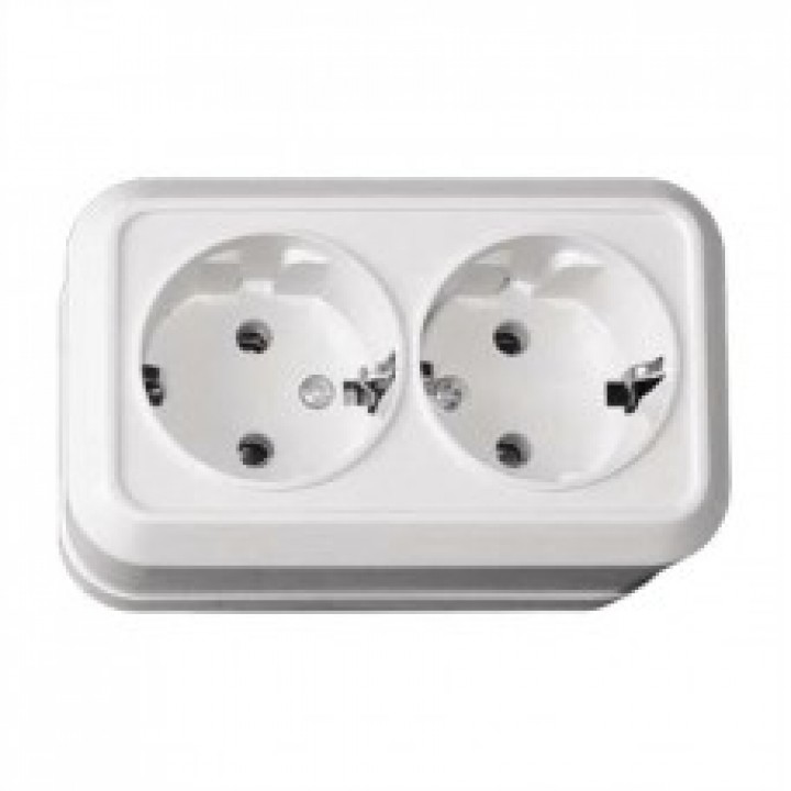 Розетка подвійна накладна з/з LUXEL Opera 2008 (біла)