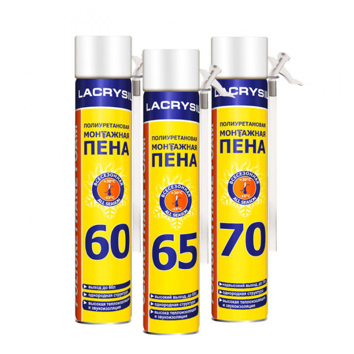 Піна монтажна ручна ЛАКРІСІЛ (Lacrysil) (70л/900гр)