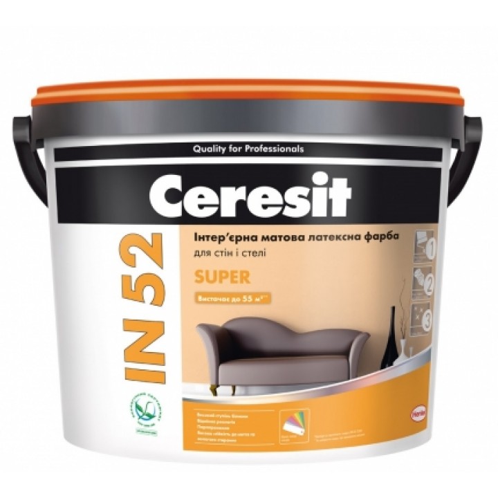Інтер'єрна матова латексна фарба Церезіт IN-52 SUPER (Ceresit IN-52) (5 л.)