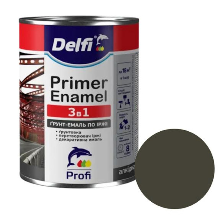 Ґрунт-емаль по іржі 3 в 1 Delfi сірий 2.8 кг